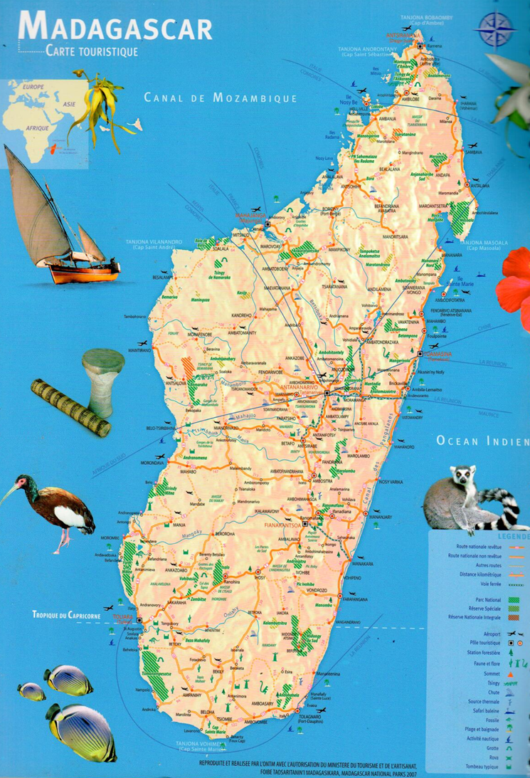 Carte touristique Madagascar
